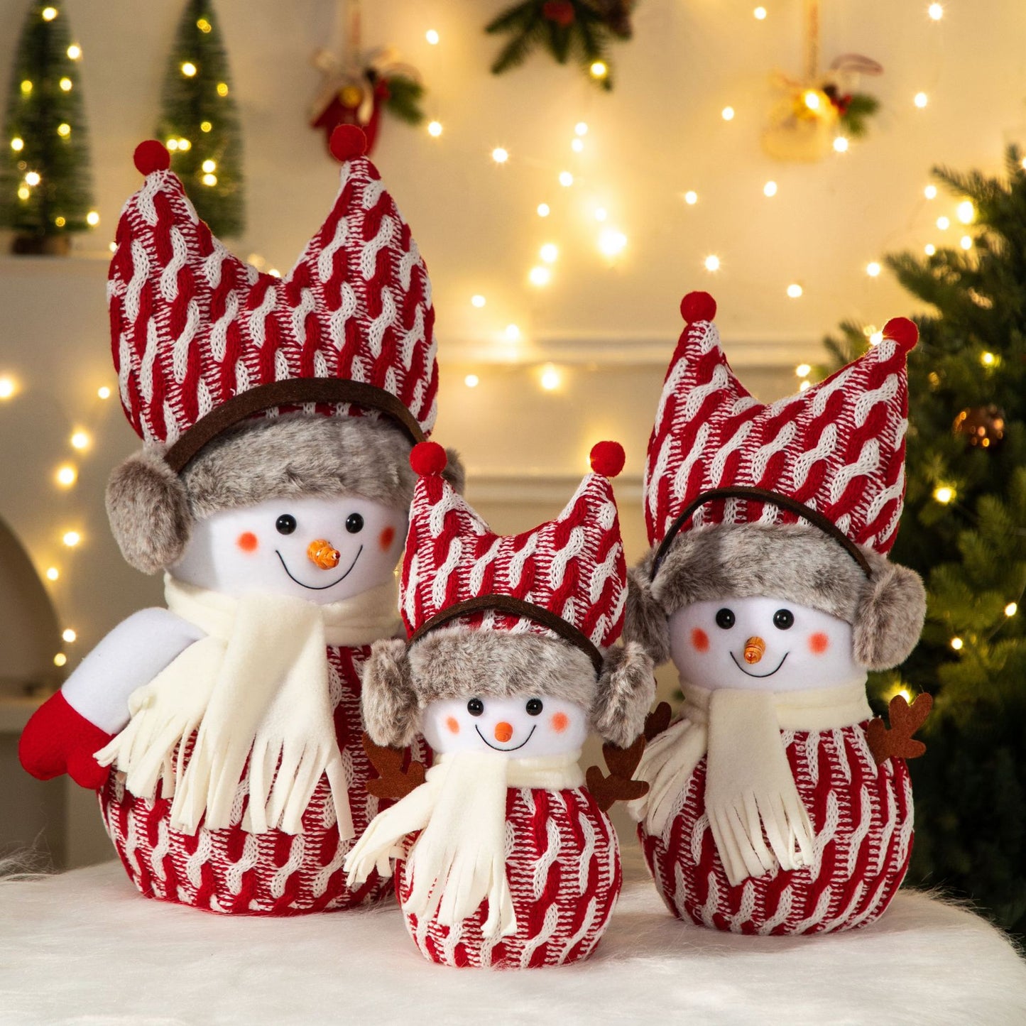 Cross-Border Antler Snowman Doll Christmas Decorations Cute Snowman Doll Christmas Ornaments Christmas Tree Decorations
