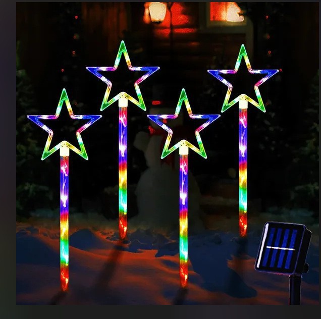 Cross-Border Led Solar Christmas Decoration Cane Light String Lawn Candy Snowflake Ground Lights Garden Lights Outdoor