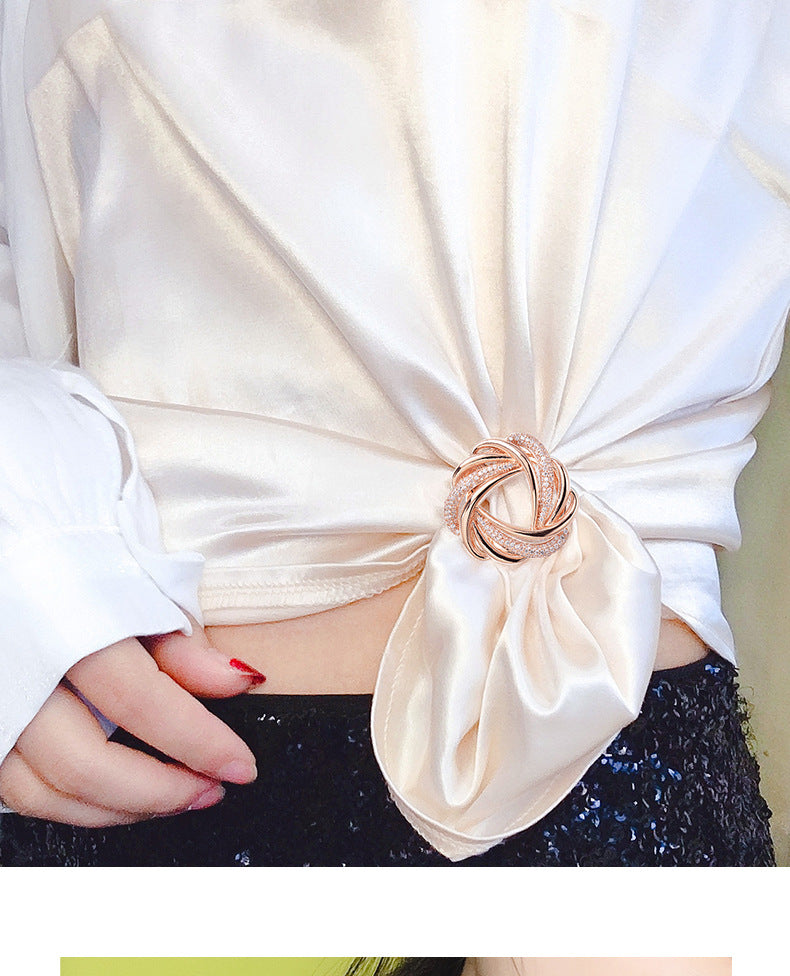 Silk Scarf Buckle High-end All-match Temperament Scarf Suit Pin Corner Knot Decorative Buckle Winter Accessories Brooch for Women