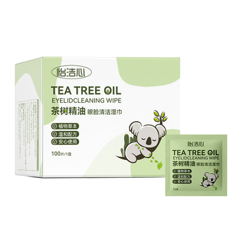 Tea Tree Essential Oil Eye-Specific Cleaning and Mite-Removing Wipes, Tea Tree Essential Oil Disposable Wipes