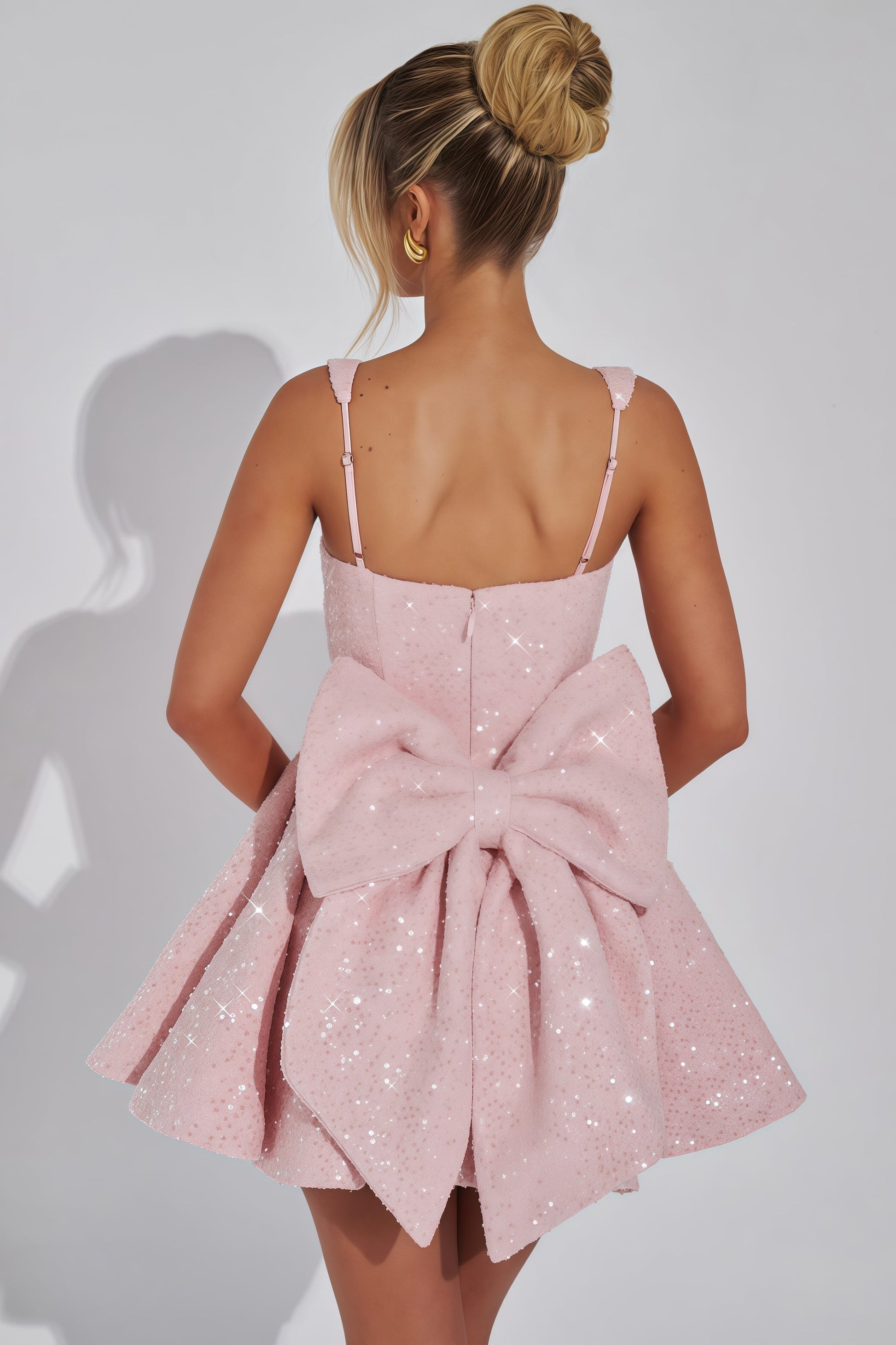 Robe De Soirée | Mini Robe Scintillante À Encolure Carrée
