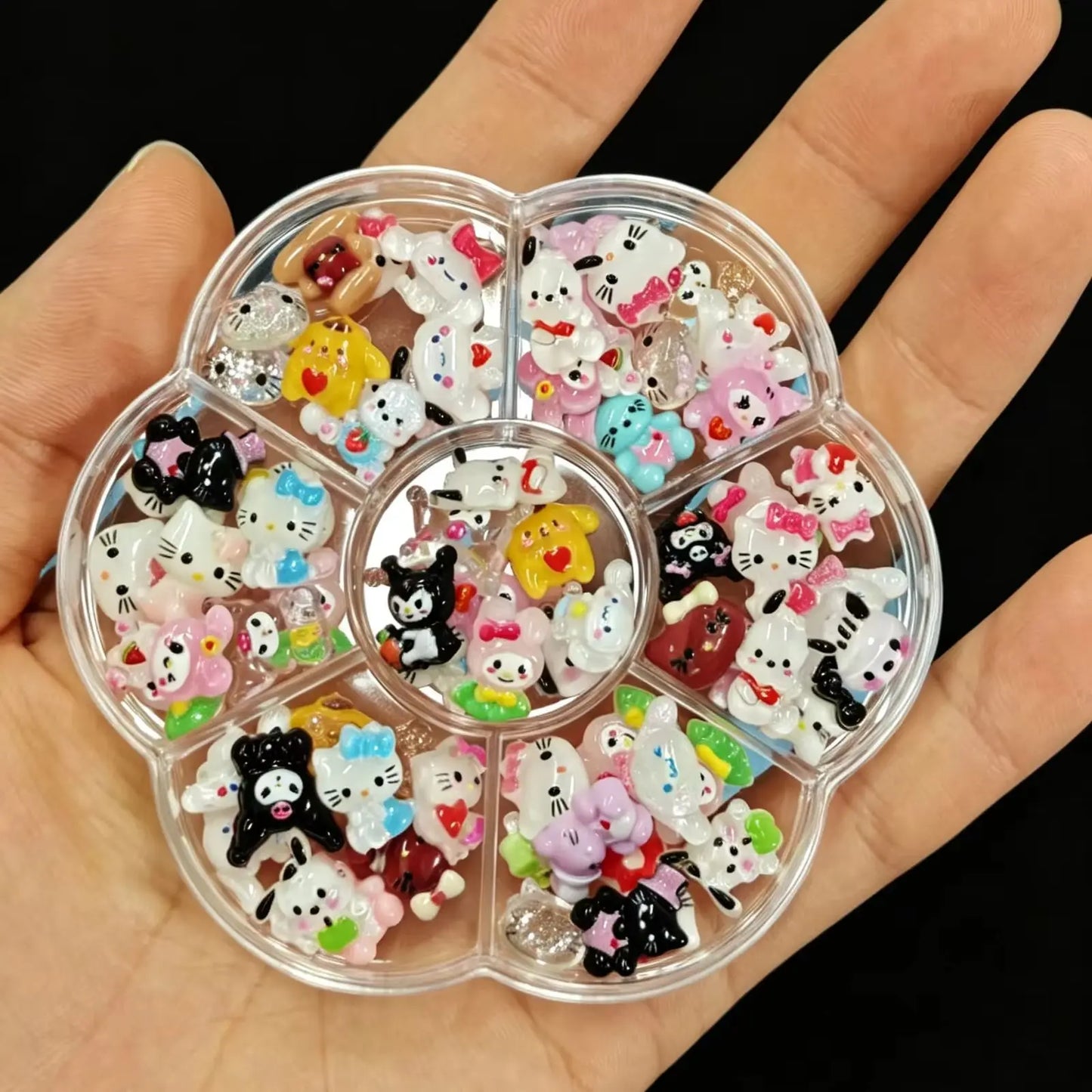 50Pcs Leopard Print Hello Kitty Nail Charms 3D Resin Cartoon Kitty Nail Parts DIY Manicure Decor Accessories