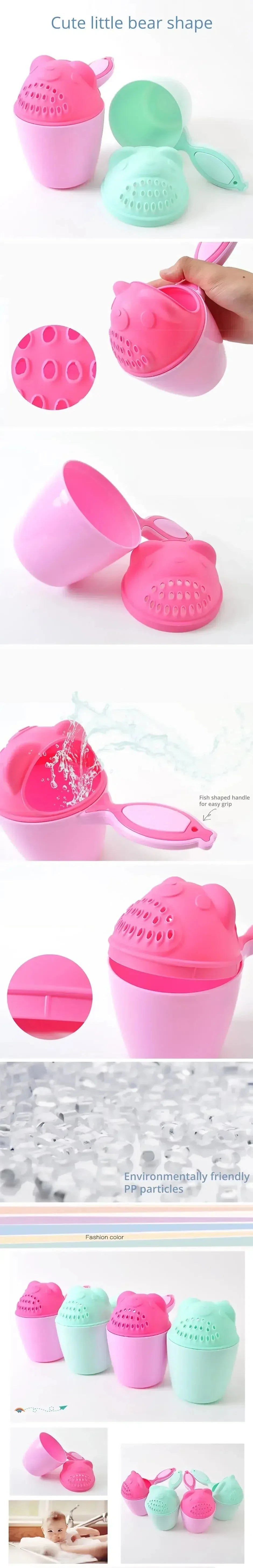 Cute Cartoon Baby Bath Spoons Baby Shower Toddle Shampoo Cup  with Protect Kid Eyes Washing Hair Cup Kids Bathing Tool