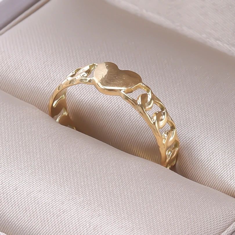 6pcs/lot Wholesale Various Chunky Rings Real Gold Plated Love Abstract DIY Shell Star Sun Bat Shaped Rings Women Jewelry Gifts