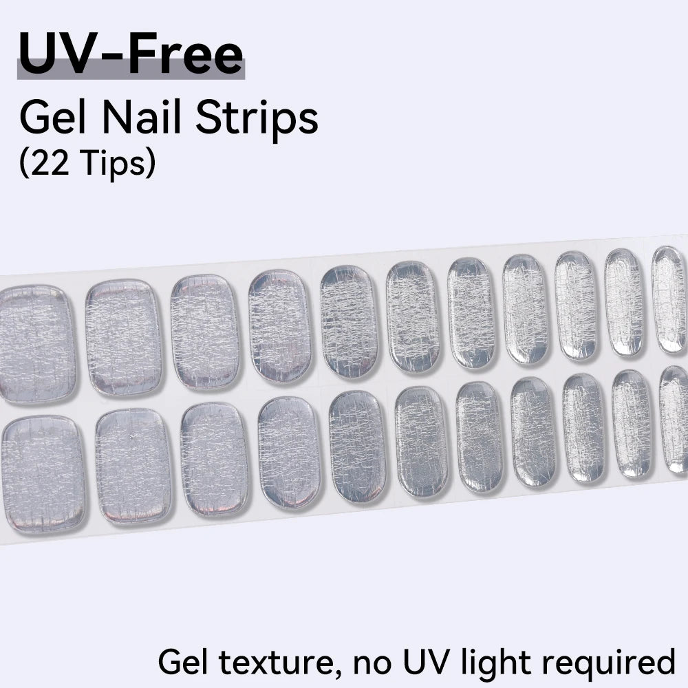 UV FREE Fully Cured Gel Nail Strips 16/22 Tips Self Adhesive Gel Nail Stickers DIY Nail Art Manicure DON'T NEED UV LAMP