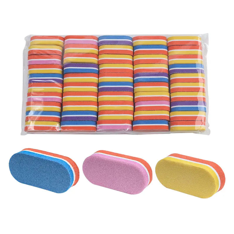 50pcs Mini Sponge Nail File Buffer Block Double Color Buffing Sanding File Pedicure Manicure Tool Gel Suplies Accessories