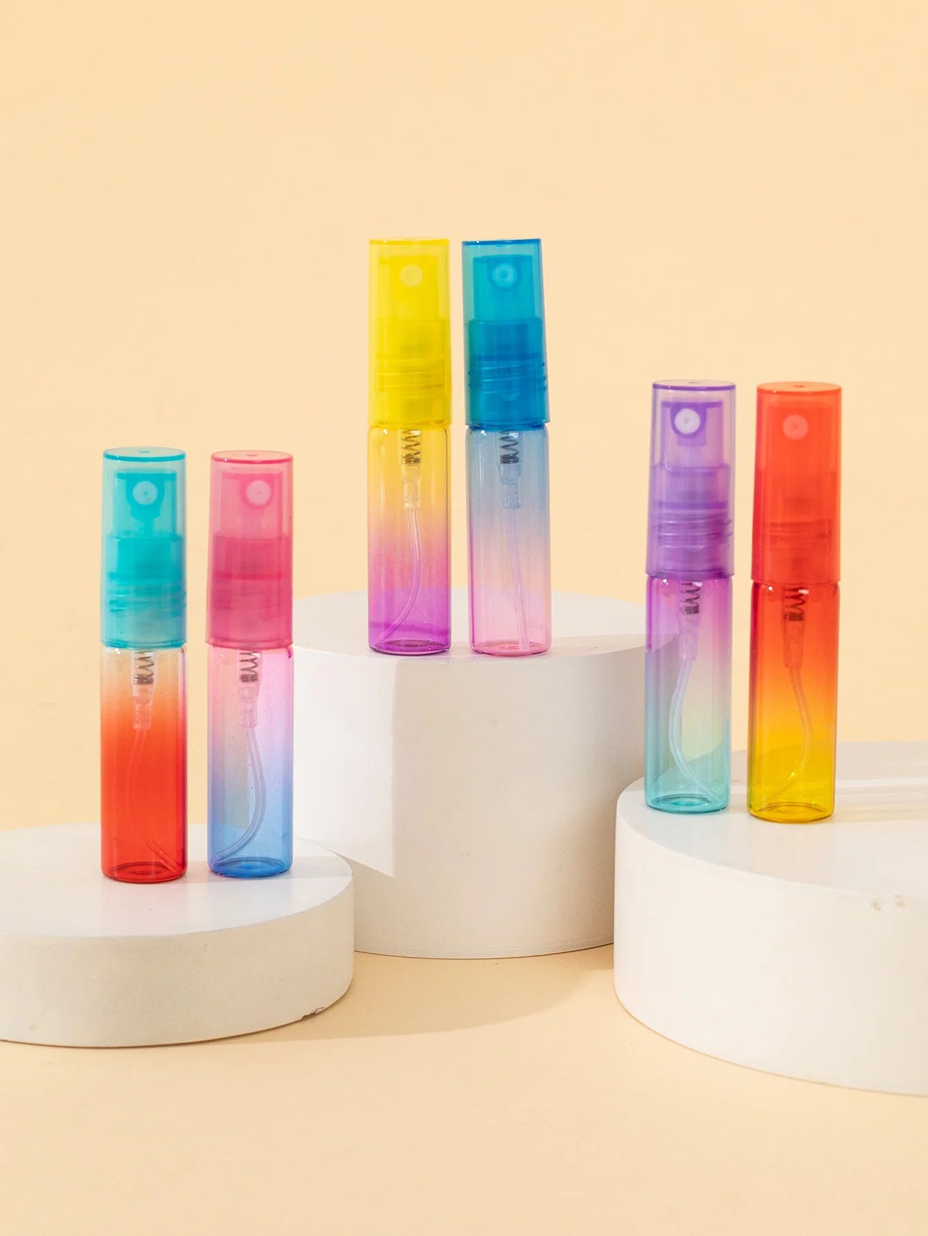 6/60 Pcs 4ml8ml High-End Gradient Color Glass Perfume Bottle Fashionable Mini Spray Bottle Cologne Perfume Sub-Bottle Portable