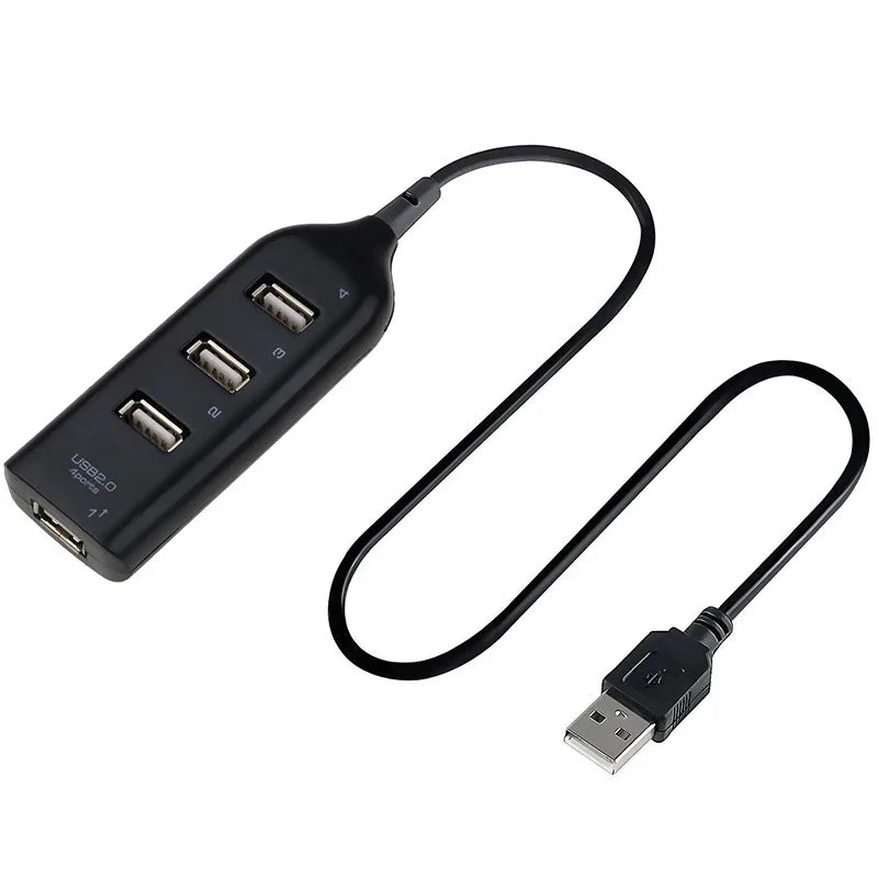 Mini USB 2.0 Hub 4-Port with Power Adapter, Powered USB Splitter for PC Laptop Desktop, High Speed Data Transfer 480Mbps, Plug &