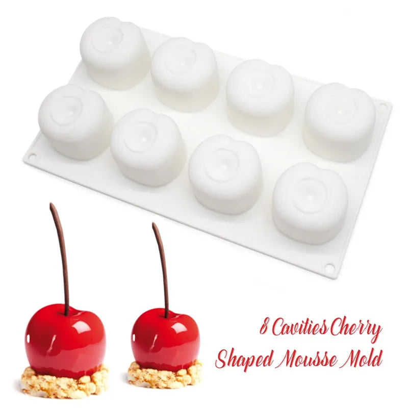 SHENHONG Silicone Cherry Mold 8 Holes Peach 3D Cake Moulds Mousse For Ice Creams Chocolates Pastry Bakeware Dessert Art Pan