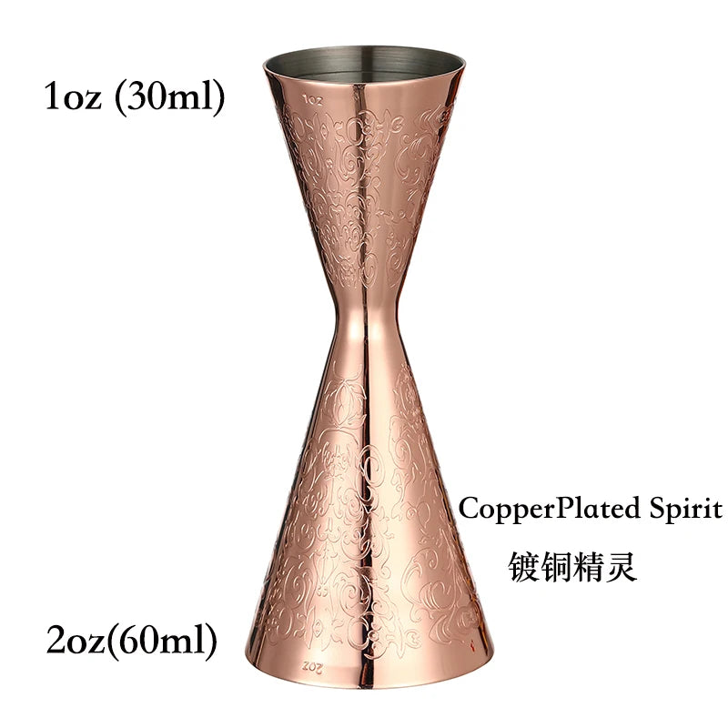 Integrated-Style Jigger Double Cocktail Jigger Bar Measure with Etched Pattern Bar Tools