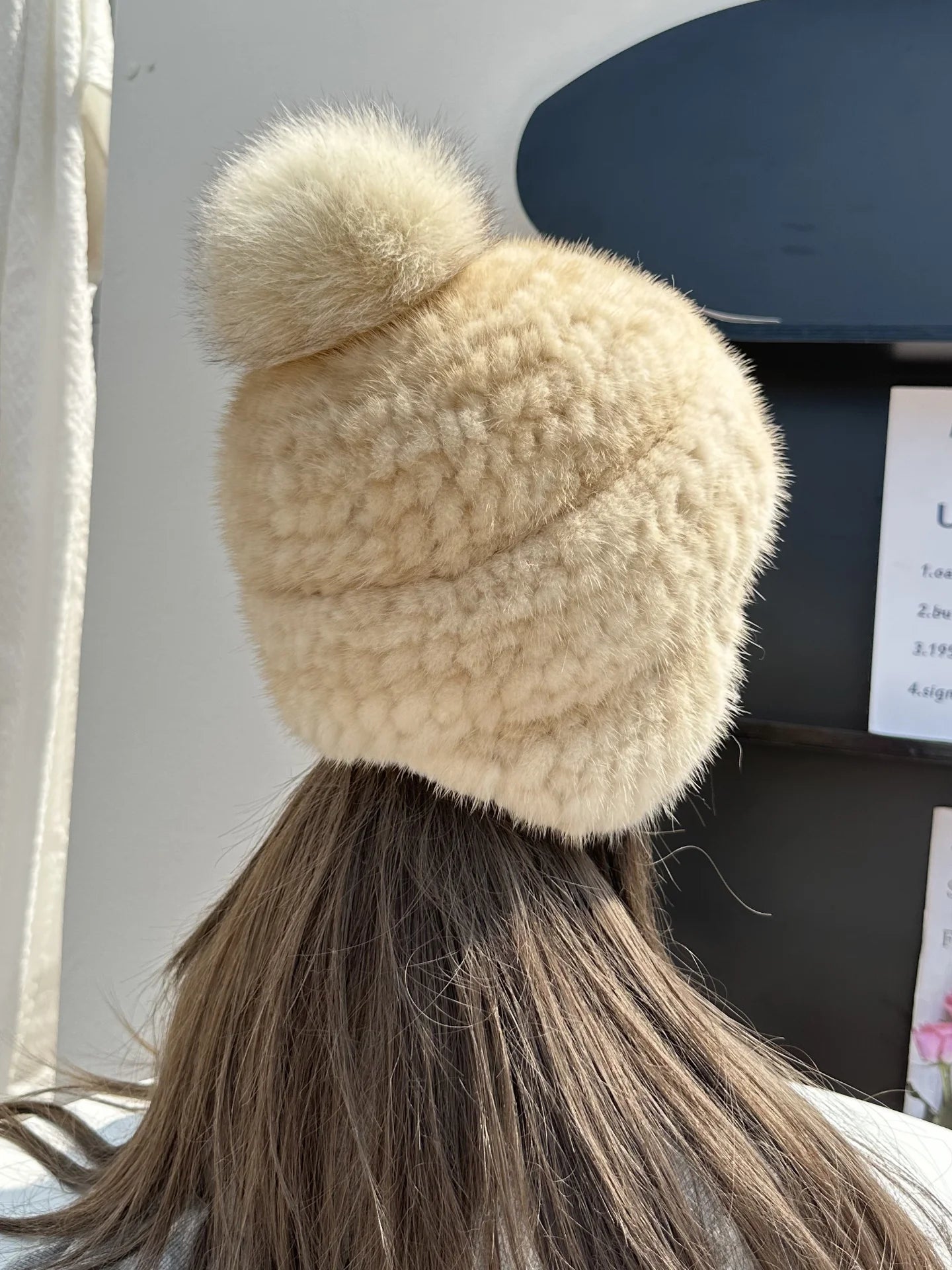 New Winter Ladies Real Mink Fur Hat Warm Thickened Ear Protection Knitted Cap Ladies Winter Fashion Accessories