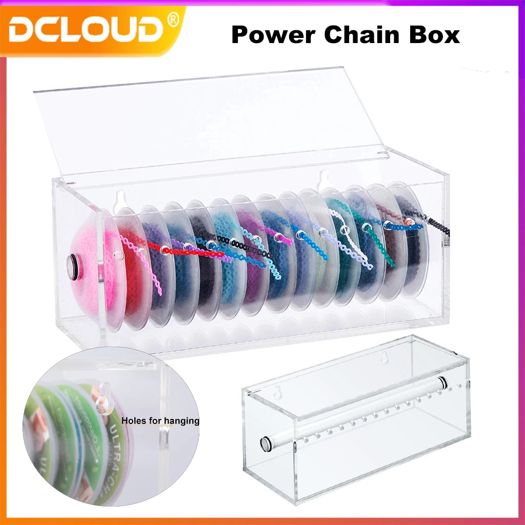1Box Dental Arcylic Dispenser Power Chain Placer Box Orthodontic Ligature Tie Organizer Ortho Elastic Chain Storage Holder