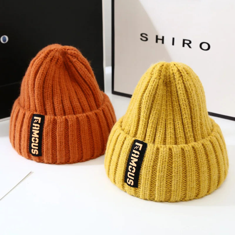 Winter hat, men's and women's versatile fashion long label woolen hat, warm ear protection, toe cover, knitted hat