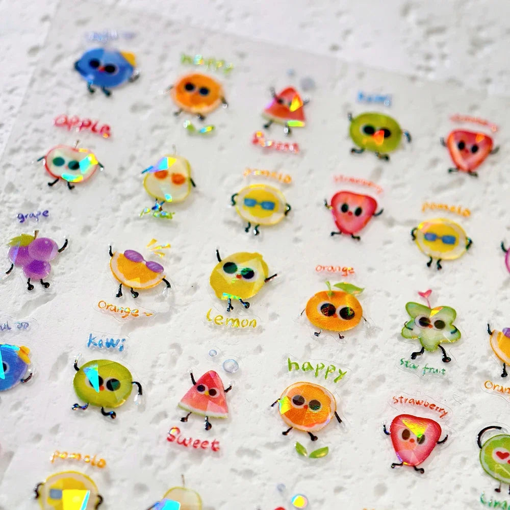Sweet Summer Delicious Watermelon Ice Cream 5D Nail Art Sticker Elegant Bowknot Cool Ice Square Jelly Nail Decals for Manicure