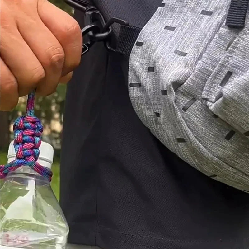 Multifunctional Outdoor Paracord Water Bottle Holder Lanyard, Portable Universal Water Bottle Strap for Backpack Hat Mineral Wat