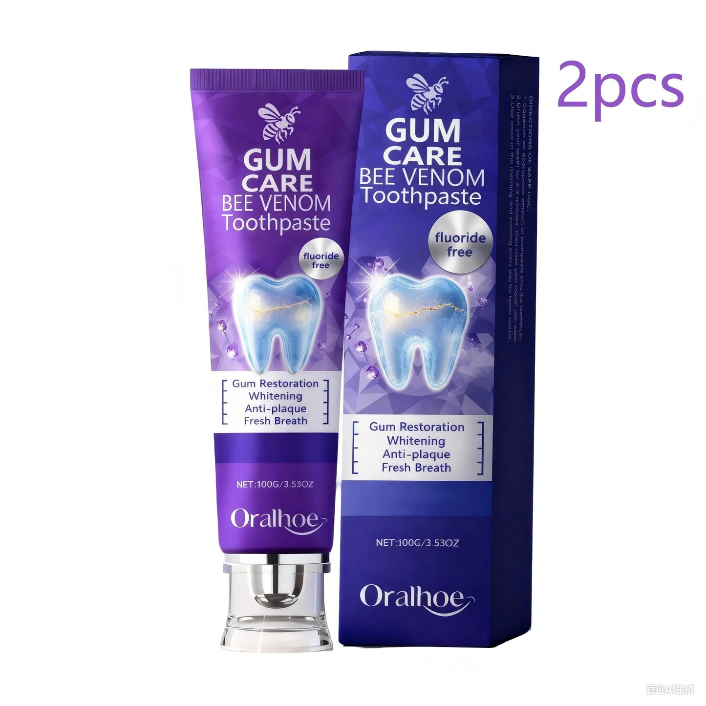 Oralhoe Bee Venom Toothpaste Gum Care Remove Teeth Stains Gum Restoration Dental Plaque Remover for Teeth Whitening Toothpaste