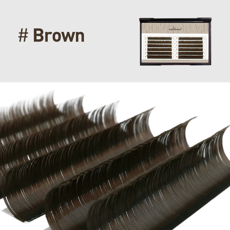 Sakurahana Individual Faux Mink Eyelash Extensions in Caramel, Brown, Teal, and Mocha Colors Professional Tools for Makeup