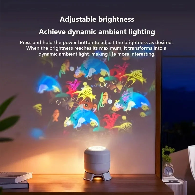 360° Rotating Galaxy Ocean Star Projector Night Light, Dynamic Projection Lamp, LED Ambient Light, Birthday Christmas Gift for K