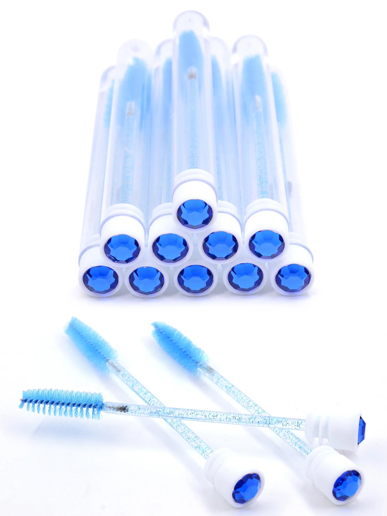 10Pcs Eyelash Brushes Tubes Reusable Lash Mascara Wands Lash Extension Brushes In Case Diamond Eyebrow Brushes Comb Containers