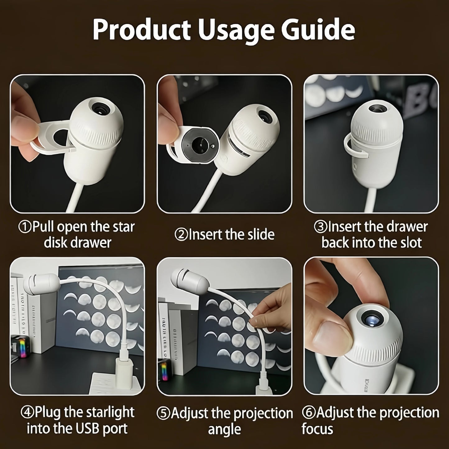 Galaxy Star Projector, 2-in-1 Portable Lamp with 12 Slides, 360° Adjustable Eye-Care LED Night Light for Bedroom Car Decor Gift