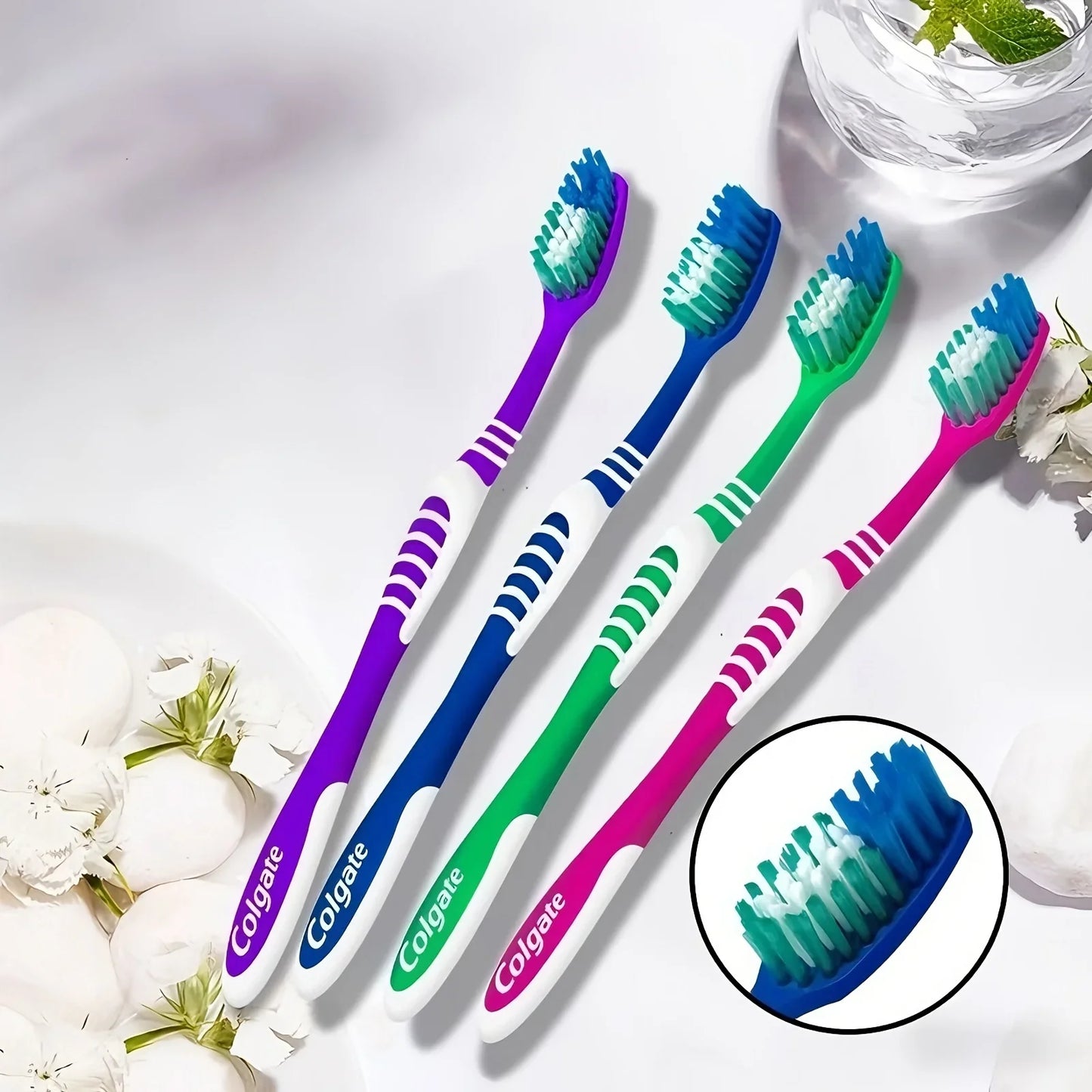 Colgate 6PCS Adult Daily Toothbrush Medium Hard Bristles Multi Purpose Household Travel Oral Cleaning Goods