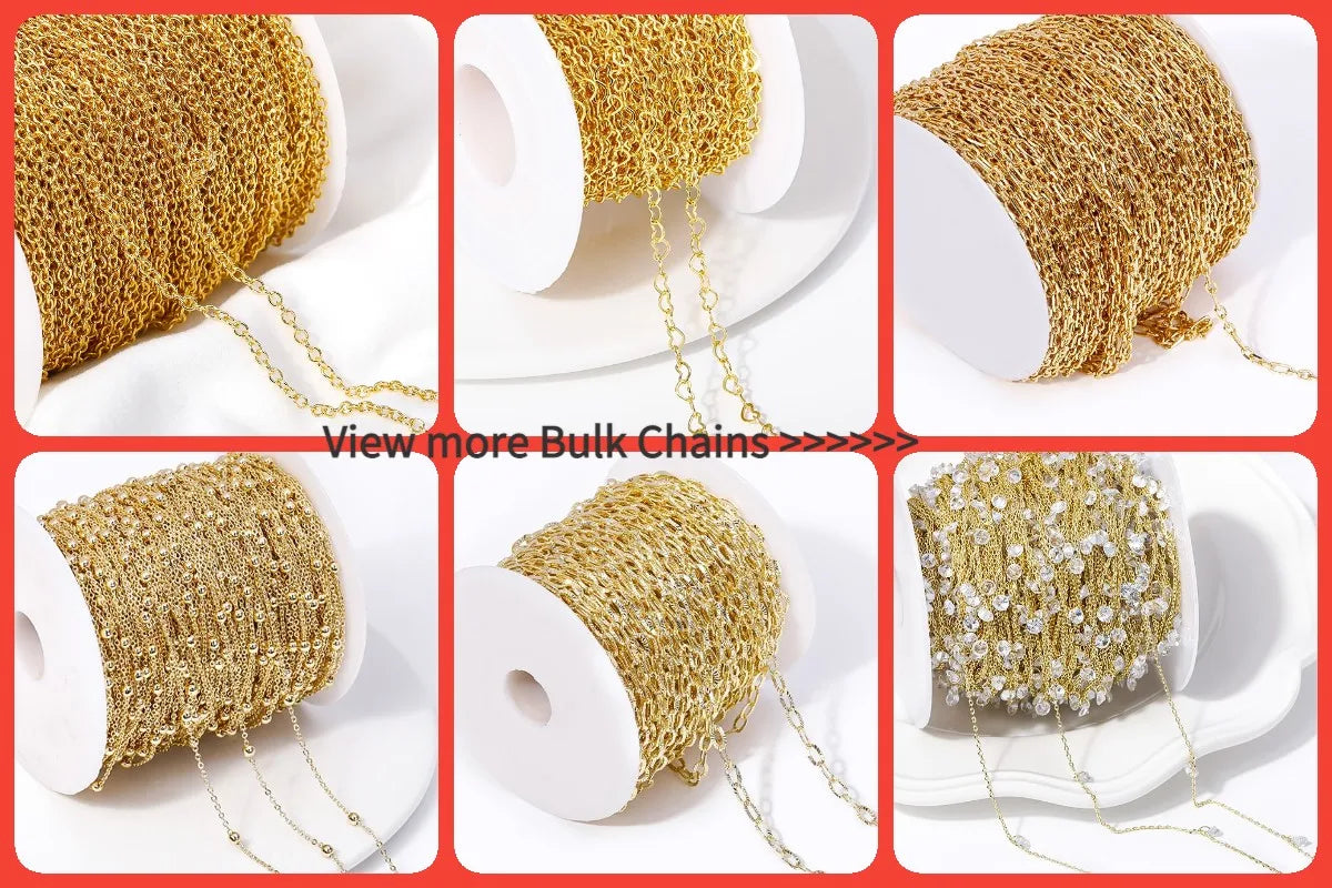 18K Gold Plated Brass With Center U-Bar And Open Ring Cable Chain Ear Thread Ear Wire Earrings DIY Earring Making Supplies
