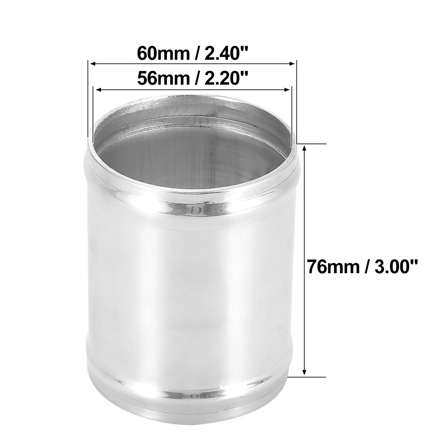 UXCELL 76mm Length Intercooler Pipe Aluminum Alloy Hose Joint Pipe Set with 2 Clamps OD 16mm-102mm 0 Degree Straight