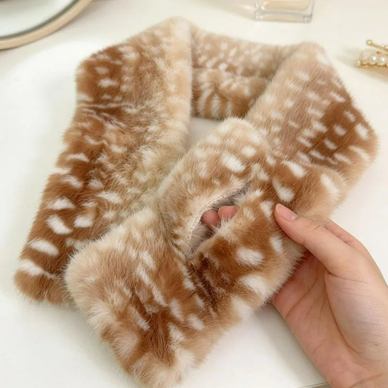 Winter Harajuku Elk Plush Scarf Christmas Gift Padded Warm Scarf Caps Set Cosplay Cute New Year Decoration Accessories