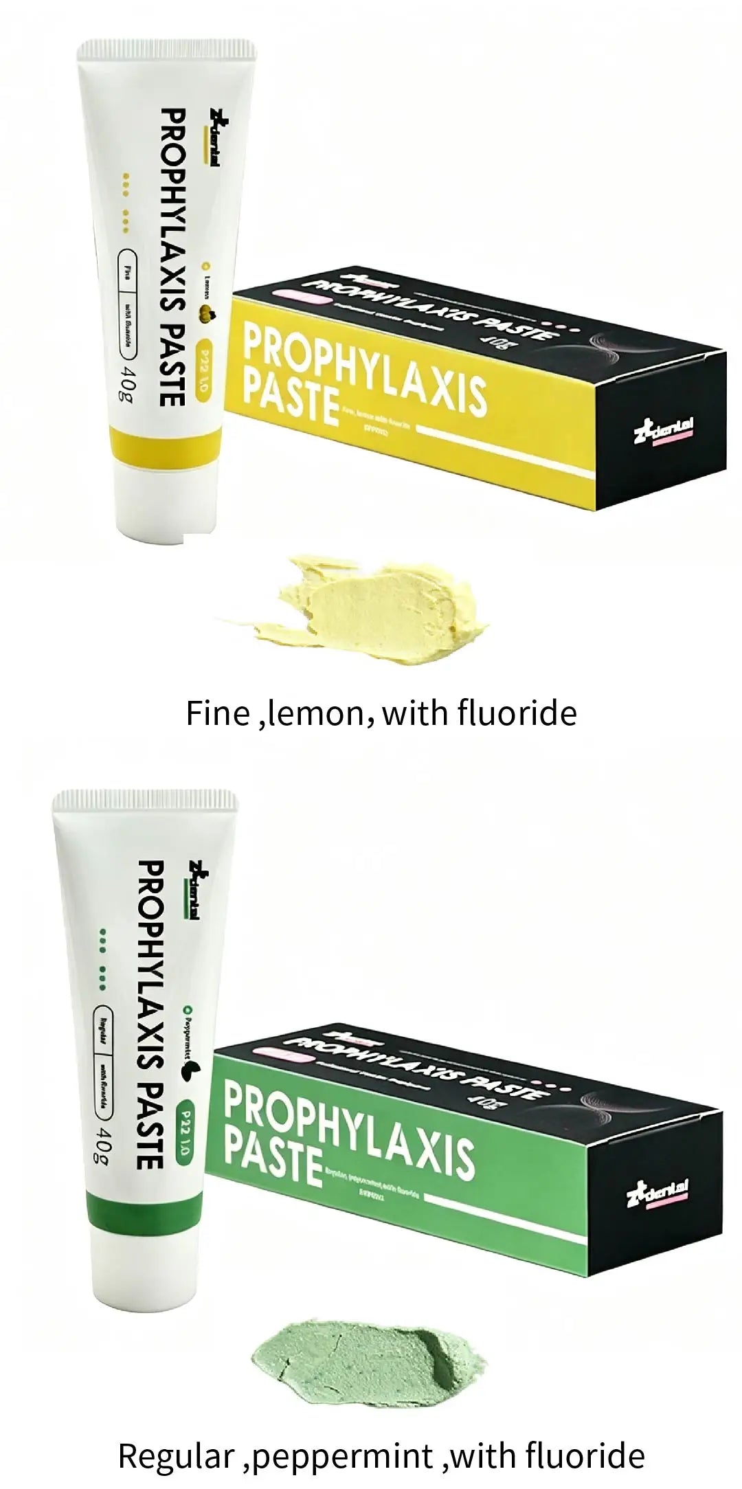 40g/PK Dental Prophy Paste P22 - Fine & Regular Grit Polishing Prophylaxis Paste 3 Flavors (Peppermint, Lemon, Odorless)
