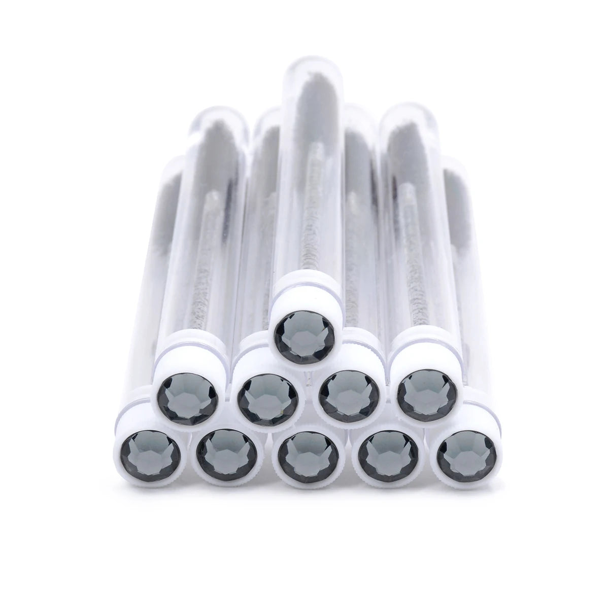 10Pcs Eyelash Brushes Tubes Reusable Lash Mascara Wands Lash Extension Brushes In Case Diamond Eyebrow Brushes Comb Containers