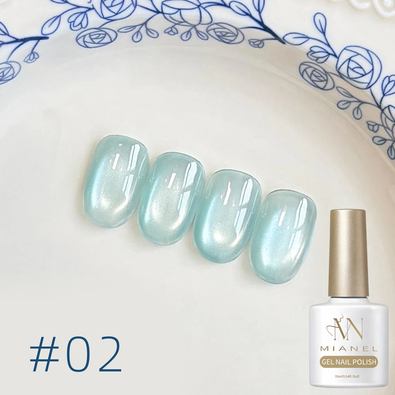 MIANEL 2026 Blue Moon Cat Eye Nail Gel Vibrant Sparkling Blue Glass Bead Effect Skin-Flattering Trendy Cat Eye Nail Art Manicure