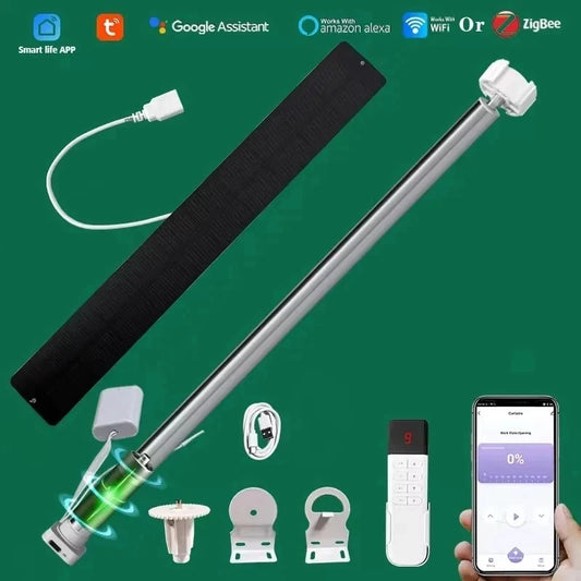 Tuya Zigbee Battery Electric Smart Curtains Roller Blinds Motor Wireless Smart Life For 20 25 28mm Tube Alexa App Remote Control