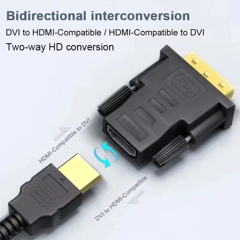 1080P DVI to HDMI-Compatible Adapter Plated Plug DVI 24+1 Male to Female HDMI-compatible Video Converter for PC HDTV Projector