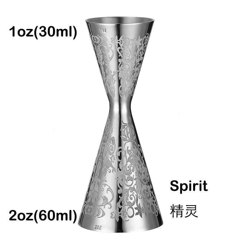 Integrated-Style Jigger Double Cocktail Jigger Bar Measure with Etched Pattern Bar Tools