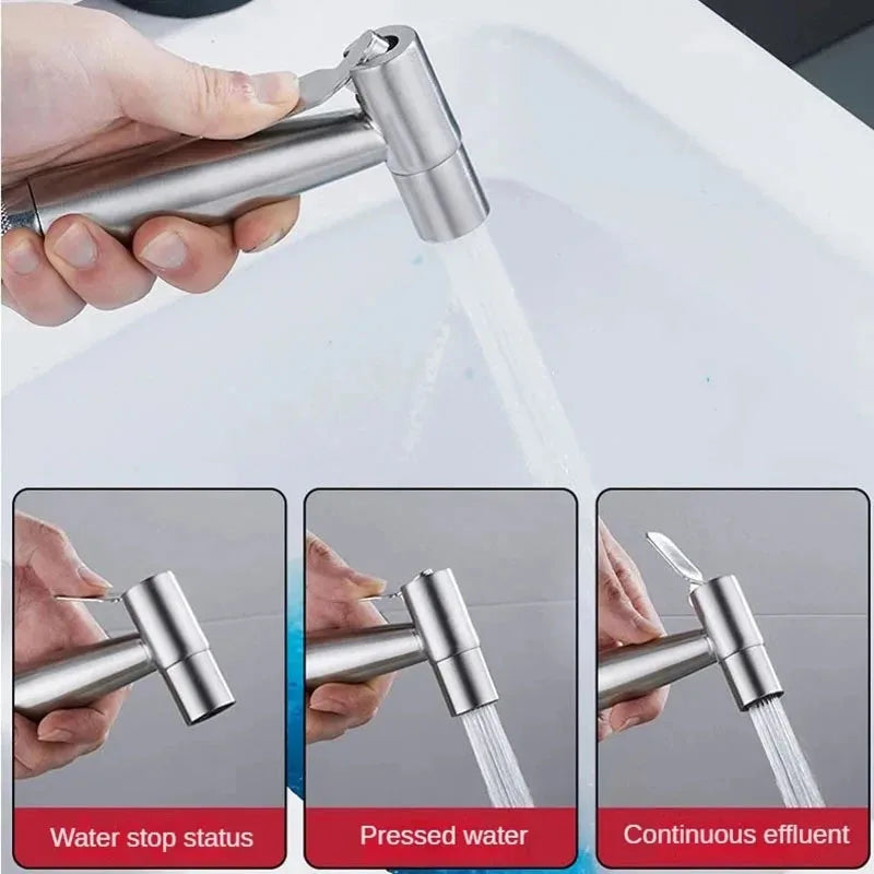 Personal Care Hand Held Spray Portable Bidet Toilet Sprayer Dual Control Angle Valve Stainless Steel Bathroom Accessories Bidets