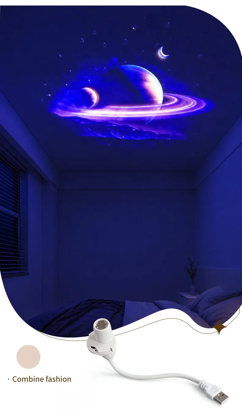 Star Projector Night Light USB Plug in 360° Rotating Starry Sky Projection Lamp For Kids Bedroom Party Gift Room Decor