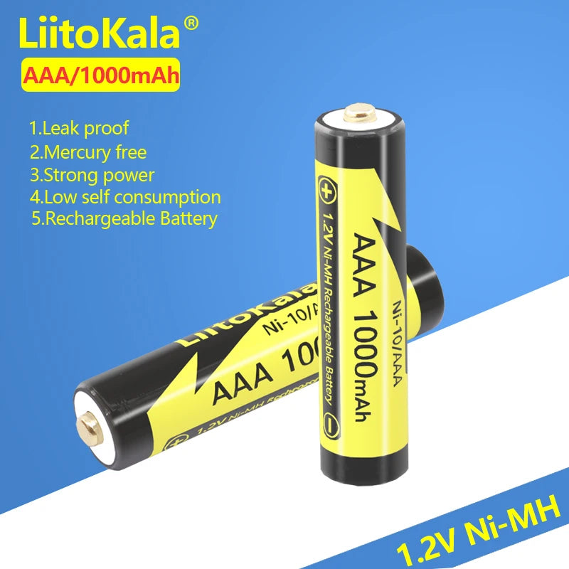 5-50PCS LiitoKala Ni-10/AAA 1.2V 1000mAh AAA NI-MH Rechargeable Batteries For Shaver Flashlight Camera NIMH Pre-charged Battery