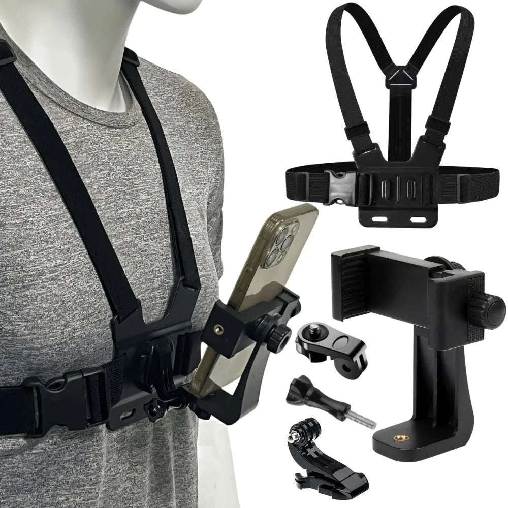 6in1 Action Camera Accessories Kit Head Strap Chest Strap Mount Adjustable Holder for Action 6 5Pro GoPro DJI Smartphone Bracket