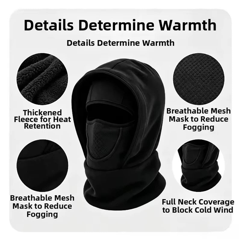 Winter Balaclava Face Mask, Windproof Thermal Hooded Scarf for Skiing Cycling Fishing, Cold Weather Sports Gear, Christmas Gift