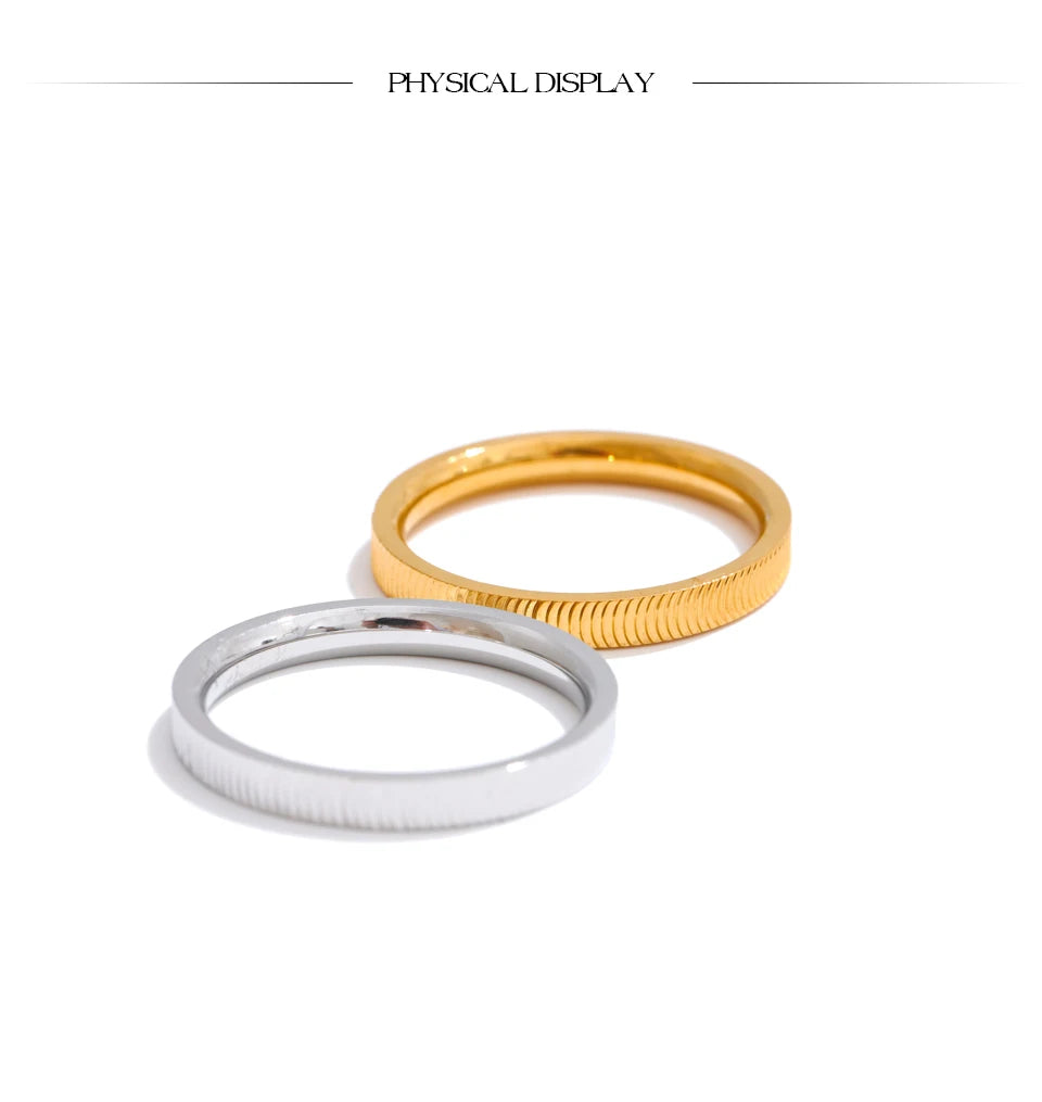 Yhpup Size 6789 PVD Minimalist Polished Metal Round Ring Rust Proof Stainless Steel Exquisite Daily Finger Jewelry for Women