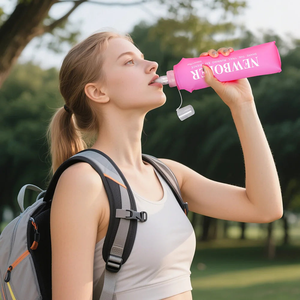 NEWBOLER 150/250/300/500ml Water Bottle TPU Folding Soft Flask Outdoor Sport Running Camping Hiking Travel Portable Water Bottle