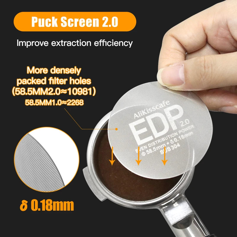 Alikisscafe Coffee Puck Screen Magnetic Espresso Filter 49.5mm 51mm 53.5mm 57.3mm 58.5mm Barista Portafilter Accessories Tools