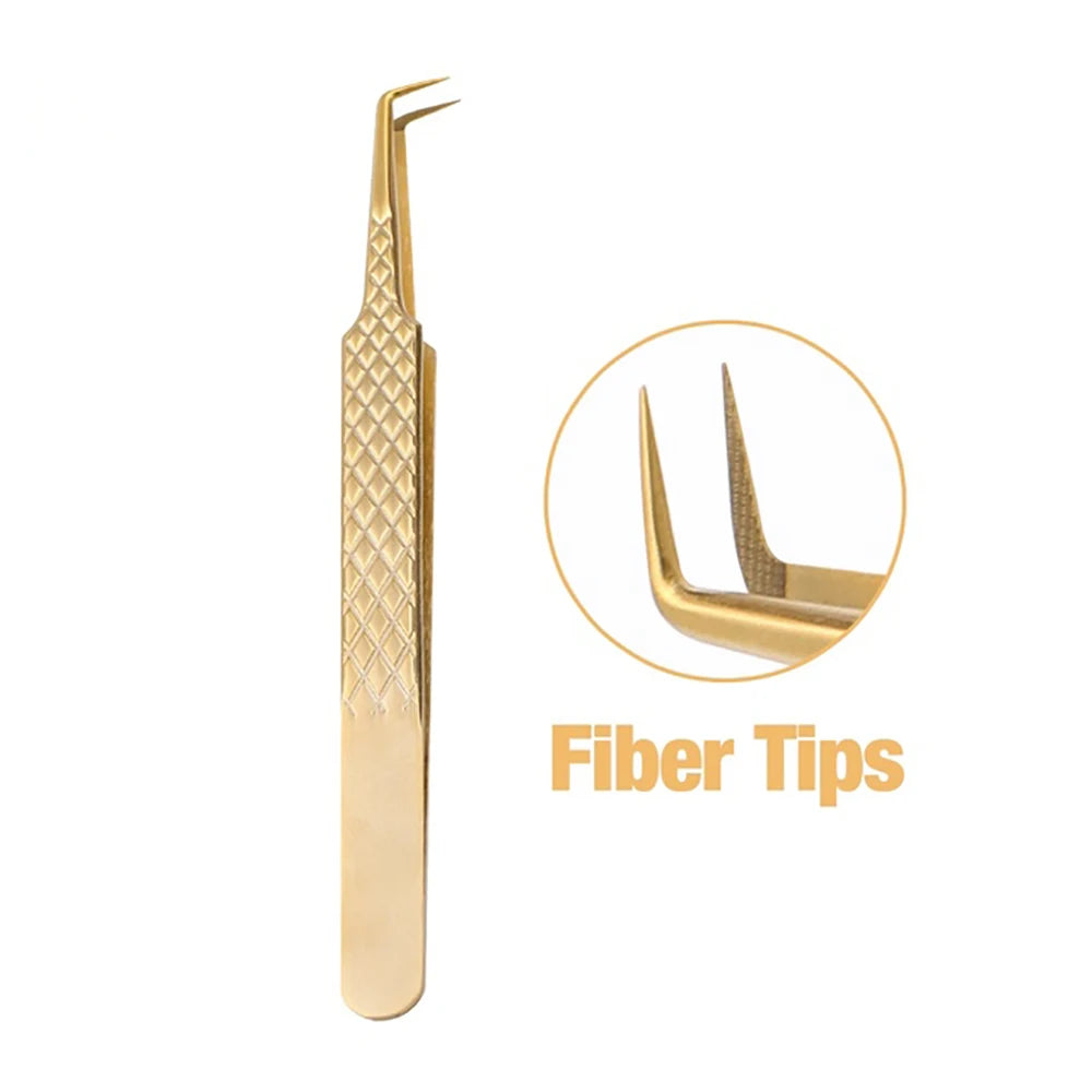 Fadvan Tweezers for Lashes Extension Fiber Tips Stainless Steel Makeup Tweezers Anti-static Free Print Your Logo