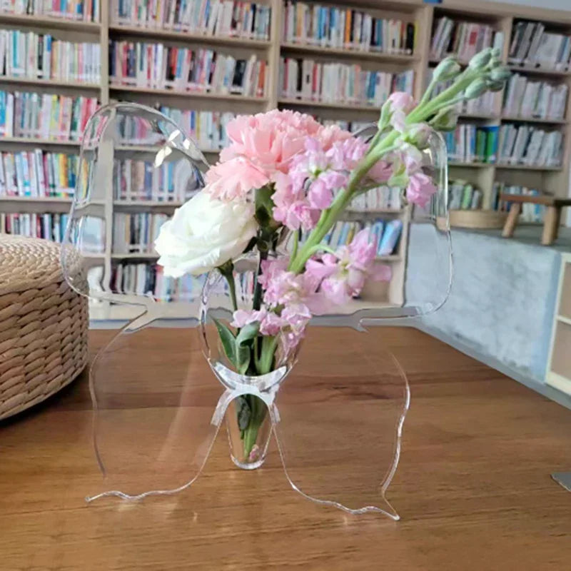 Three-dimensional Flower Arrangement Accessories Butterfly Vase Transparent Butterfly Acrylic Flower Vase Home Decoration