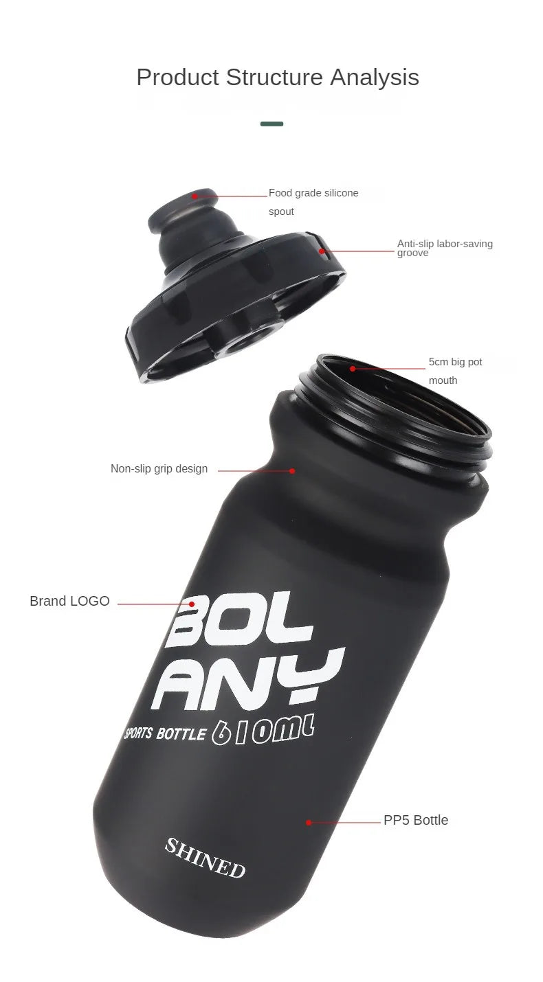 610ML Sports Water Bottle Rubber Paint Plastic Squeeze Bottle for Bicycles Portable Outdoor Cycling Kettle