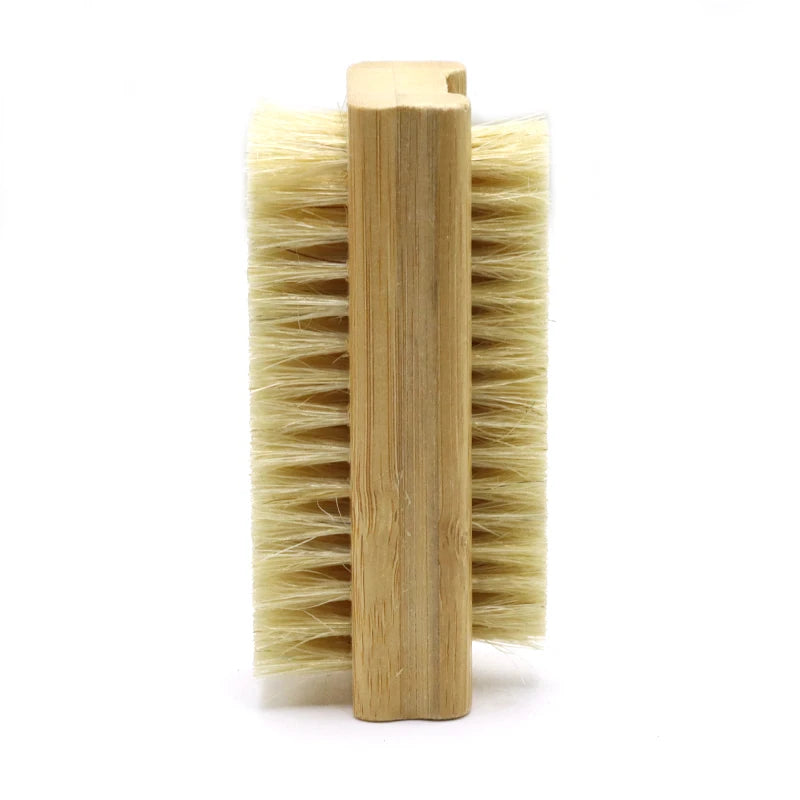 Double-sided Nail Brush Manicure Pedicure Wood Handle Soft Remove Dust Nail Cleaning Brush For Nail Care Scrubbing Tools