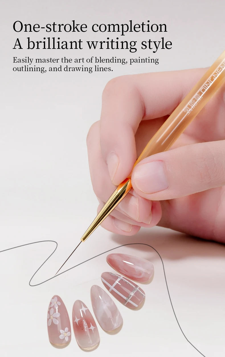 QNL 1/2/3pcs 18mm Nail Art Liner Brush Ultra Thin Long Line Drawing Pen With Cap For UV Gel Polish Painting Manicure Tool