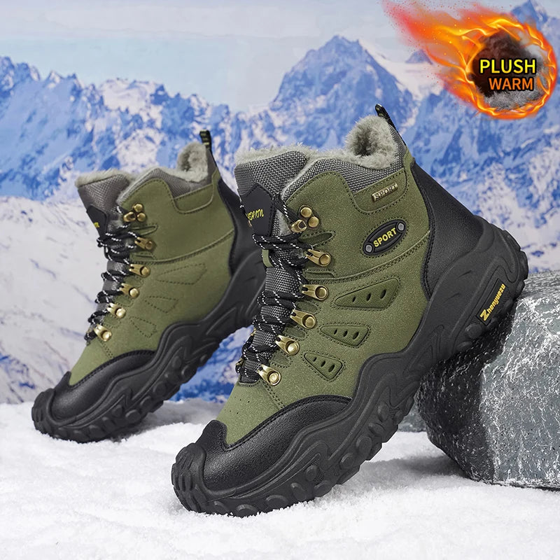 Autumn and Winter Men's Outdoor Sports and Travel Fleece-Lined Warm Snow Boots, Christmas Gifts, Birthday Gifts, Halloween Gifts