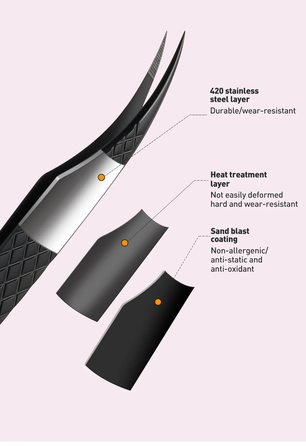 SAKURAHANA High-end Eyelash Tweezers Black Fiber Tip For Lash Extensions Mega Volume Mink Lashes Tool Straight Head Curved Tip