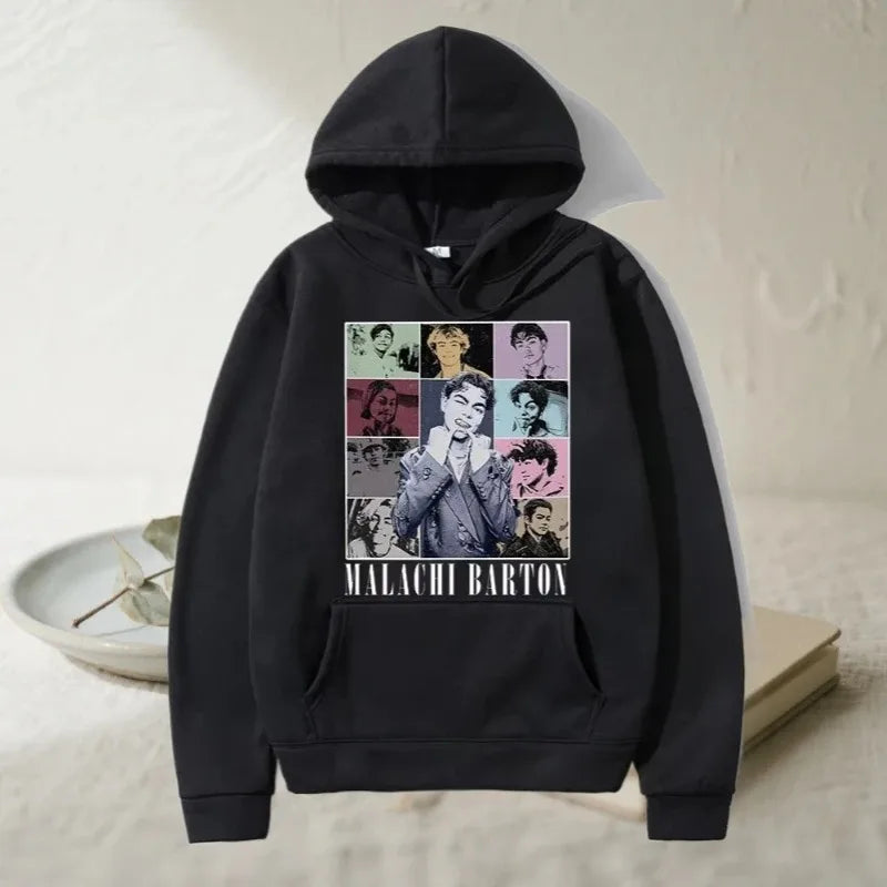 Autumn Winter Fleece-lined Hoody Malachi Barton Printed Women Men Oversized Pullovers Long Sleeve Street Hip Hop Gothic Clothing